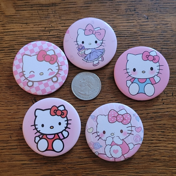 5 Hello Kitty Large Button Pins - Picture 8 of 11